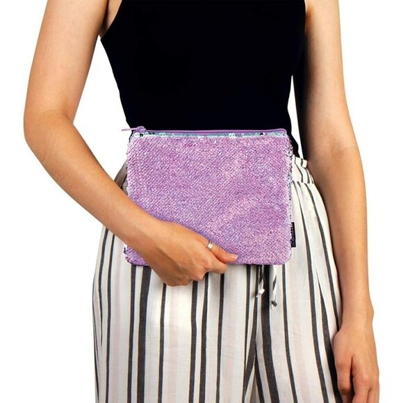 Rainbow Magic Sequin Two-Tone Reversible Flip Zip Up Pouch 9.5"L x 7.5" - Picture 10 of 10